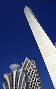 方尖塔,正面,建筑,底特律,密歇根,美国