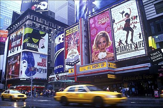 出租车,时代广场,市中心,曼哈顿,纽约,美国