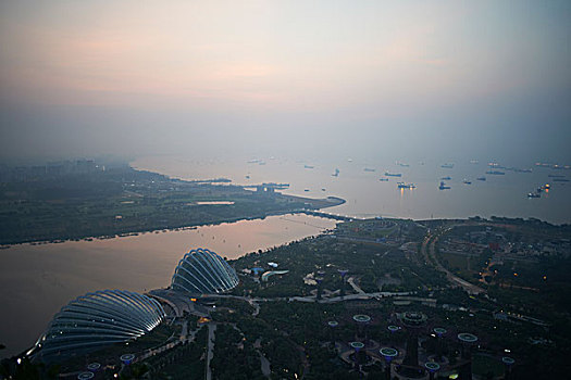 城市,海岸线,黎明,新加坡