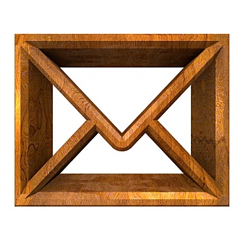 信封,电子邮件,象征,木头