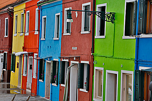 排,彩色,建筑,布拉诺岛,意大利