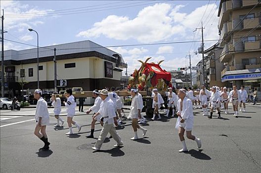 队列,大,连通,区域,神祠,日本节日,节日,日本神道,京都,日本,亚洲