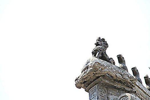北京戒台寺寺庙屋檐上的走兽