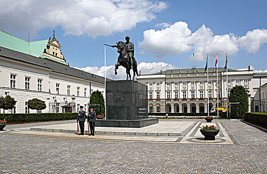 雕塑,狮子,正面,总统府,华沙,波兰