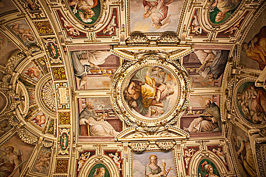 意大利,罗马,梵蒂冈,梵蒂冈博物馆,小教堂,天花板,壁画