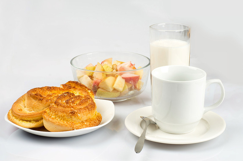 早餐,营养,面包,牛奶,水果,大浅盘_高清图片_全景视觉