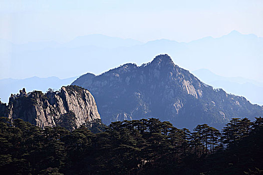 山峦,山顶,远景