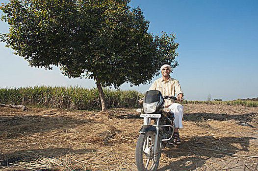 农民,骑,摩托车,印度