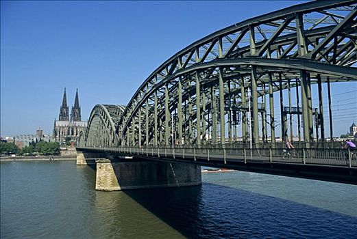 桥,上方,莱茵河,大教堂,科隆,北莱茵威斯特伐利亚,德国