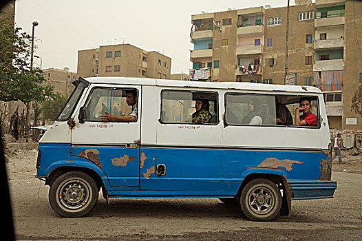 人,旅行,老,货车,居民区,郊区,开罗,埃及,五月,2007年