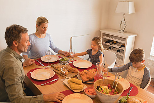 家庭,祈祷,食物,餐桌