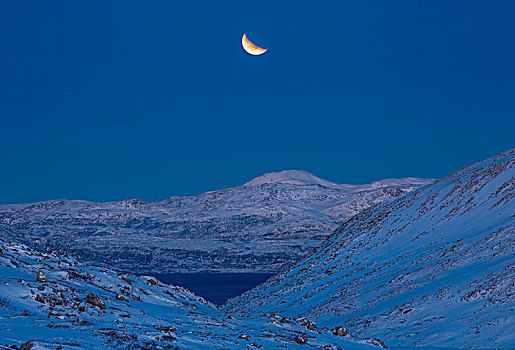 月亮,斜坡,攀升,特罗姆斯,挪威,欧洲