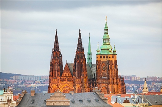 俯视,布拉格,大教堂