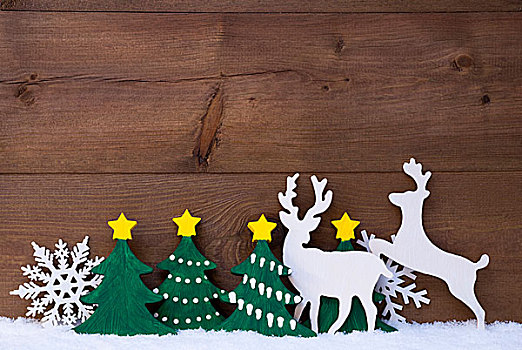圣诞装饰,驯鹿,情侣,雪,绿色,树