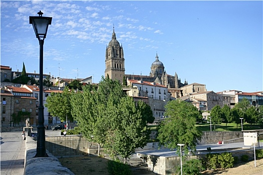 风景,大教堂,罗马桥,萨拉曼卡,西班牙