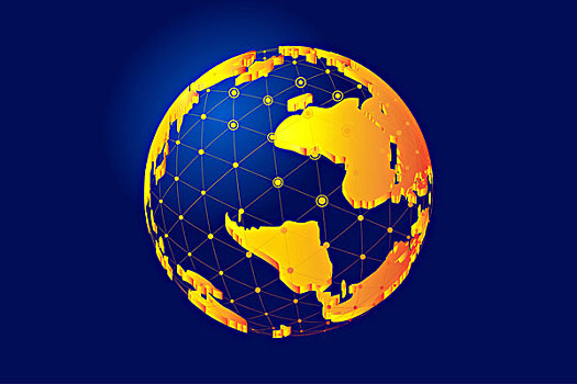 点线链接,立体金色地球,全球化,国际化科技,金融,财经概念创意素材