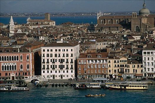 意大利,威尼斯,俯视图,城市,运河