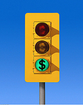 红绿灯,美元符号,绿灯