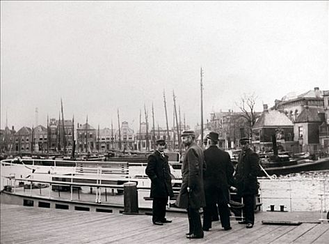男人,运河,船,鹿特丹,1898年,艺术家