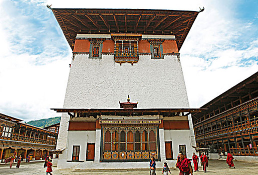 帕罗宗,院落,不丹,寺院,亚洲