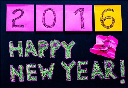 新年快乐,信息,手写,黑板,数字,n次贴,公司,办公室,庆贺,概念