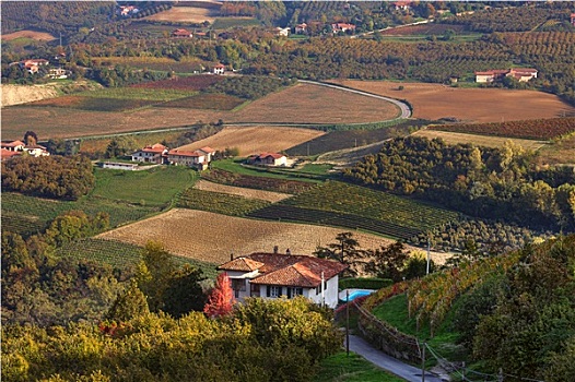 风景,孤单,房子,秋天,乡村,地点,意大利北部