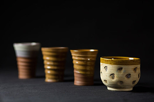 陶瓷,大杯,序列,杯子,前景