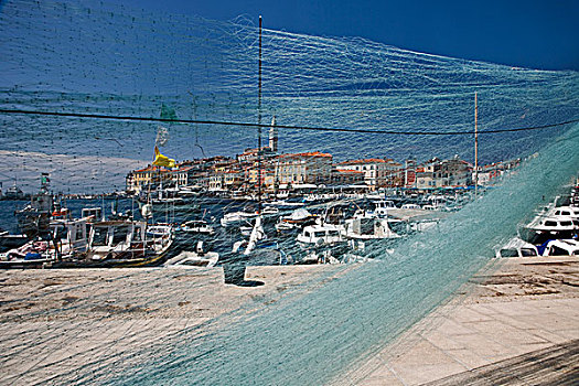 渔网,港口,正面,远景,克罗地亚