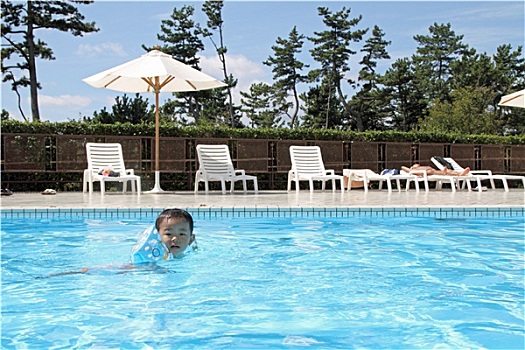 日本人,男孩,游泳池,1岁