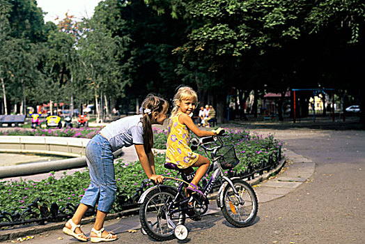 乌克兰,女孩,自行车