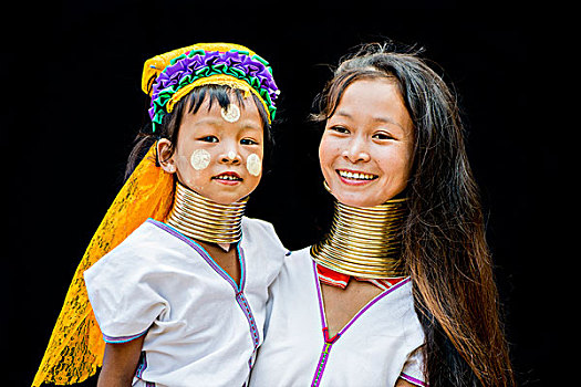 山,部落,母女,清迈,泰国,亚洲