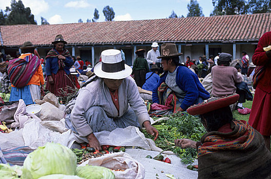 秘鲁,靠近,库斯科市,市场,女人,辣椒