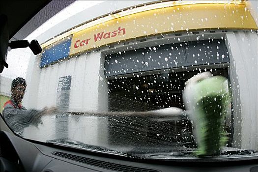 洗车,职员,挡风玻璃