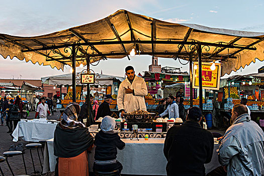 食品摊,玛拉喀什,摩洛哥,非洲
