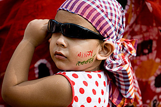 特写,孩子,条理,学生,艺术,达卡,大学,标记,新年,孟加拉,四月,2009年