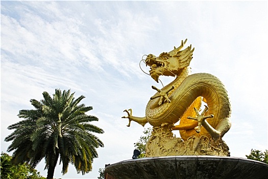 中国,金色,龙,雕塑,普吉岛,泰国