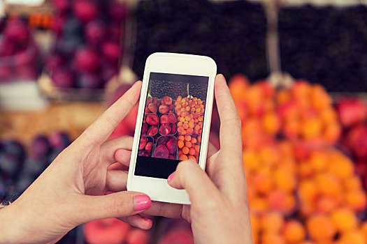 智能手机,照相,水果