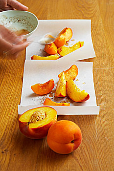 桃,杏子,烹饪,蜡纸