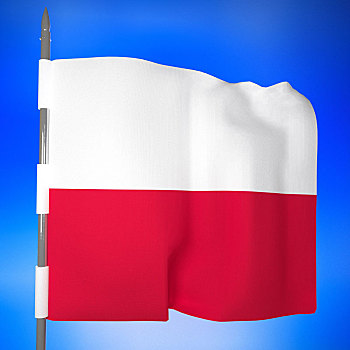 波兰,旗帜,上方,蓝天