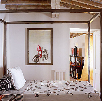 画框,绘画,客房,四柱床