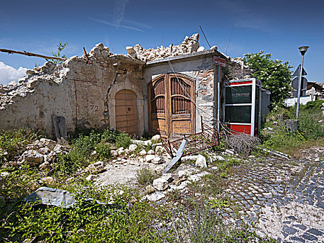 毁坏,建筑,地震,四月,2009年,靠近,区域,意大利,欧洲