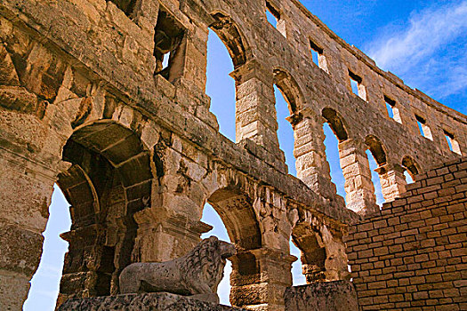 遗址,一世纪,罗马,圆形剧场,普拉,伊斯特利亚,克罗地亚