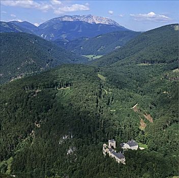 城堡,正面,山,下奥地利州,奥地利