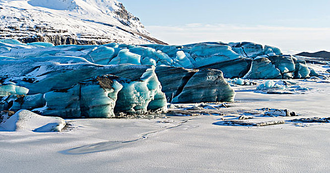 冰河,瓦特纳冰川,国家公园,冬天,风景,上方,冰冻,结冰,湖,融化,正面,大幅,尺寸
