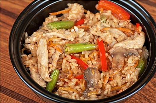 米饭,鸡肉,蔬菜
