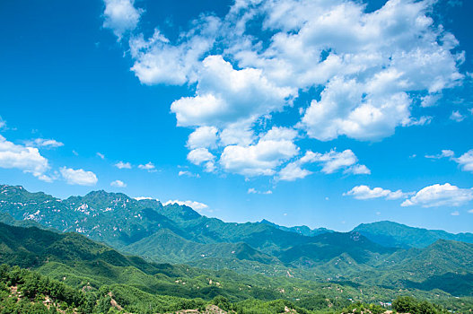 晴朗天气有云朵的山地环境