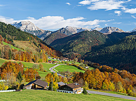 风景,区域,贝希特斯加登地区,背景,山,国家公园,巴伐利亚,德国,大幅,尺寸
