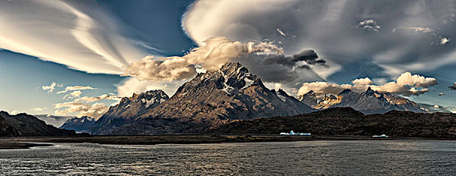 灰色,夜光,托雷德裴恩国家公园,巴塔哥尼亚,智利,南美