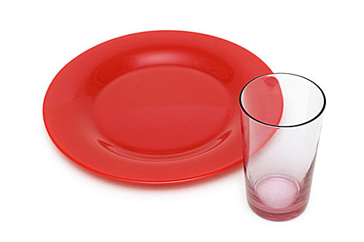 红色,盘子,玻璃,隔绝,白色背景