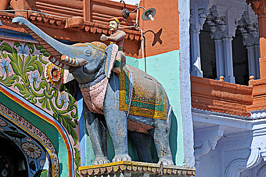 大象,雕塑,入口,大门,宫殿,拉贾斯坦邦,印度,亚洲